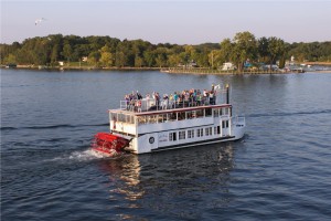 view of lady of the lake from helicopter