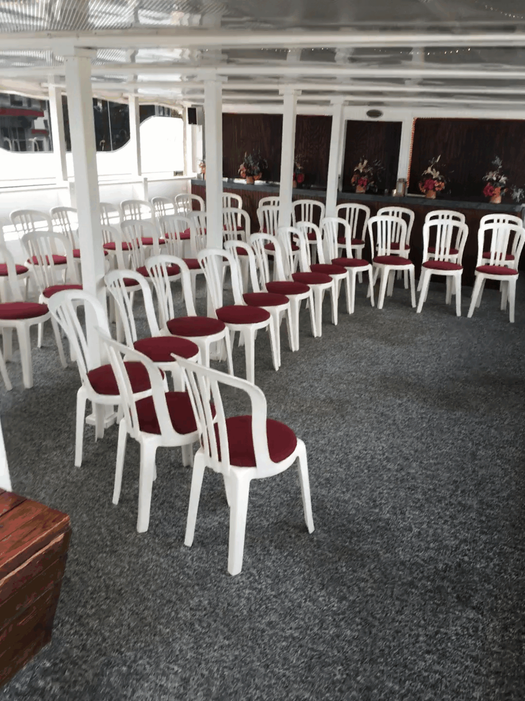 Middle Deck arranged for a wedding cruise ceremony