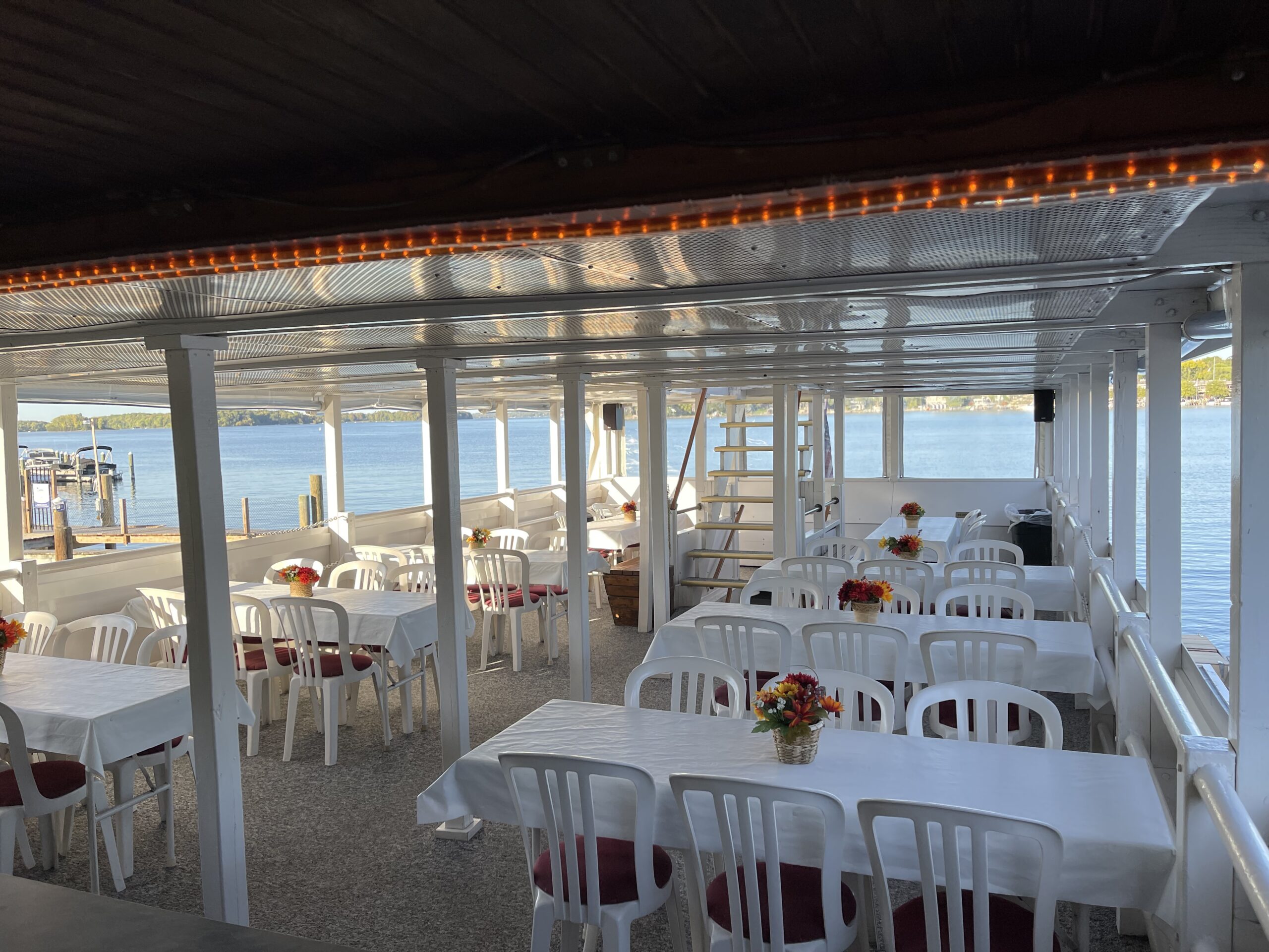 Middle Level Dinner Deck Looking Aft on the Lady of the Lake while on a cruise on Lake Minnetonka