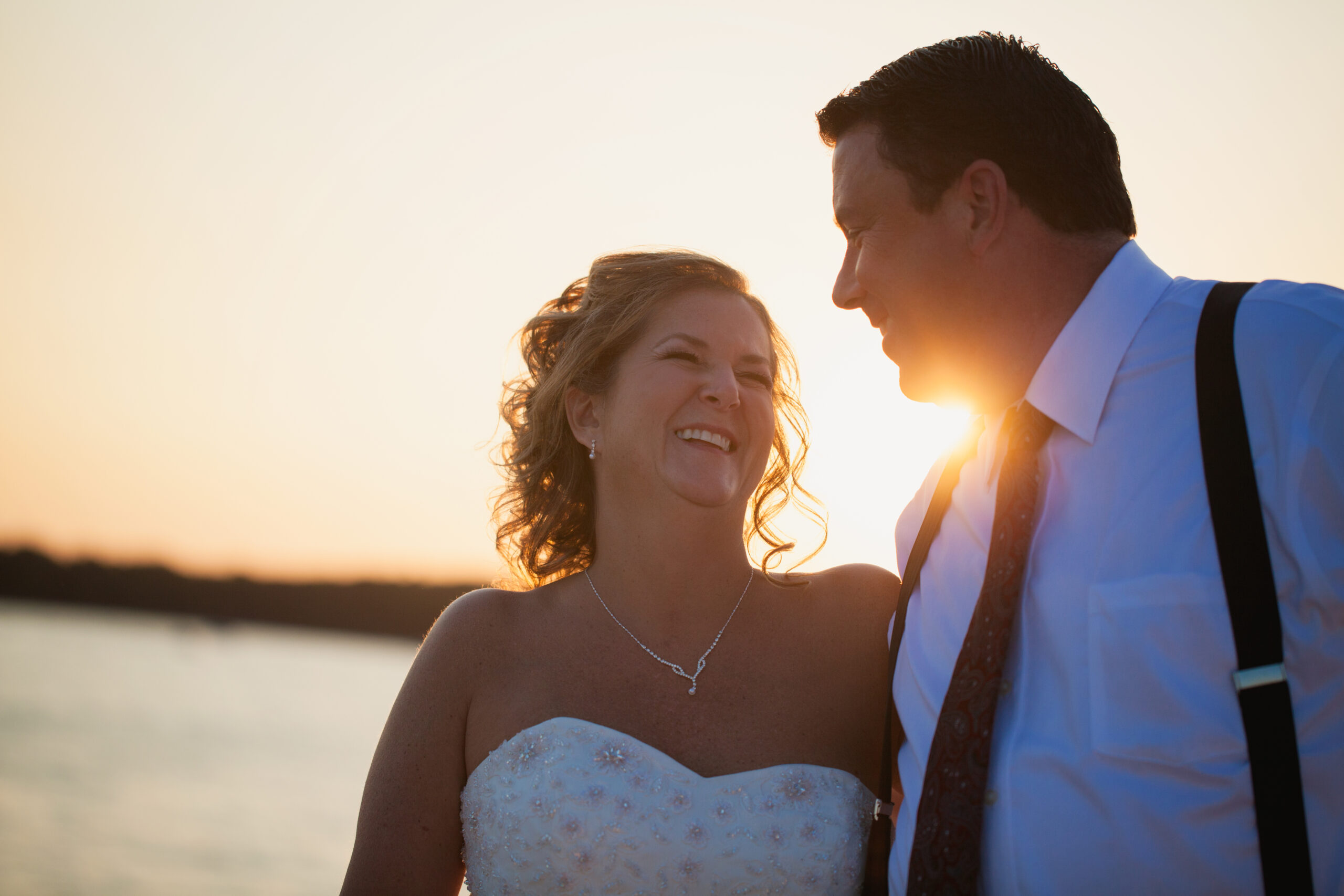 Wedding Day at Sunset aboard the Lady of the Lake